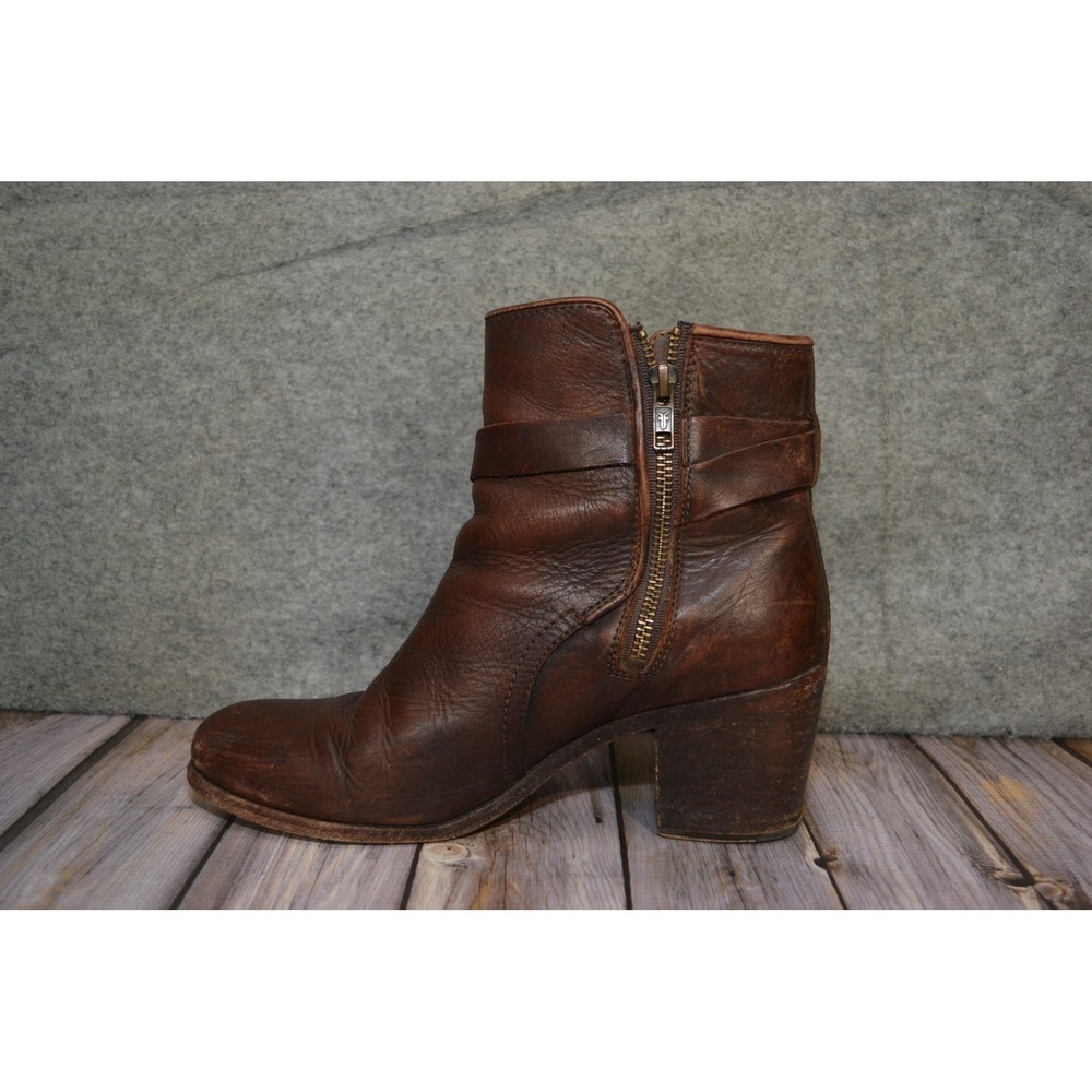 Frye Boots Womens Size 9 B Brown Leather Ankle Buckle Booties Malorie Knotted - Picture 8 of 14